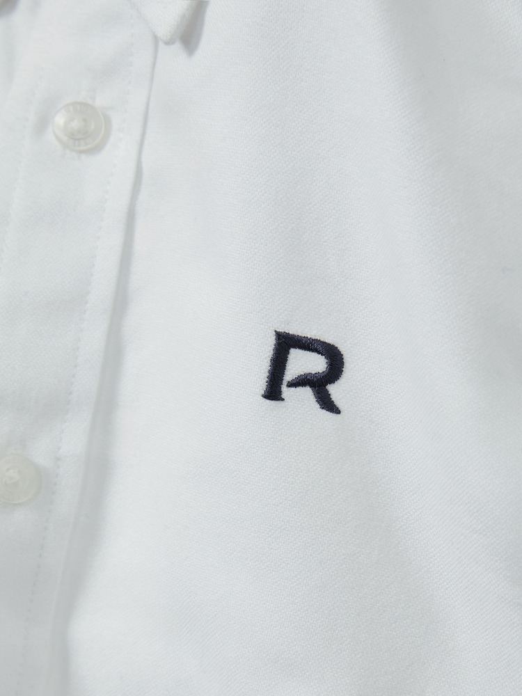 Белый/темно-синий - Reiss Benton 100% Cotton Oxford Embroidered Button Down Shirt - Image 4 of 4