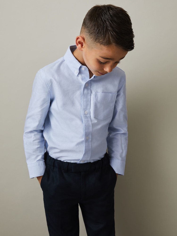 Reiss Soft Blue Greenwich 9-13 yrs Button Down Oxford Shirt - Image 1 of 4