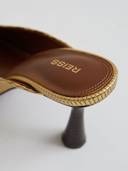 Reiss Gold Justine Leather Heeled Mules - Image 4 of 5