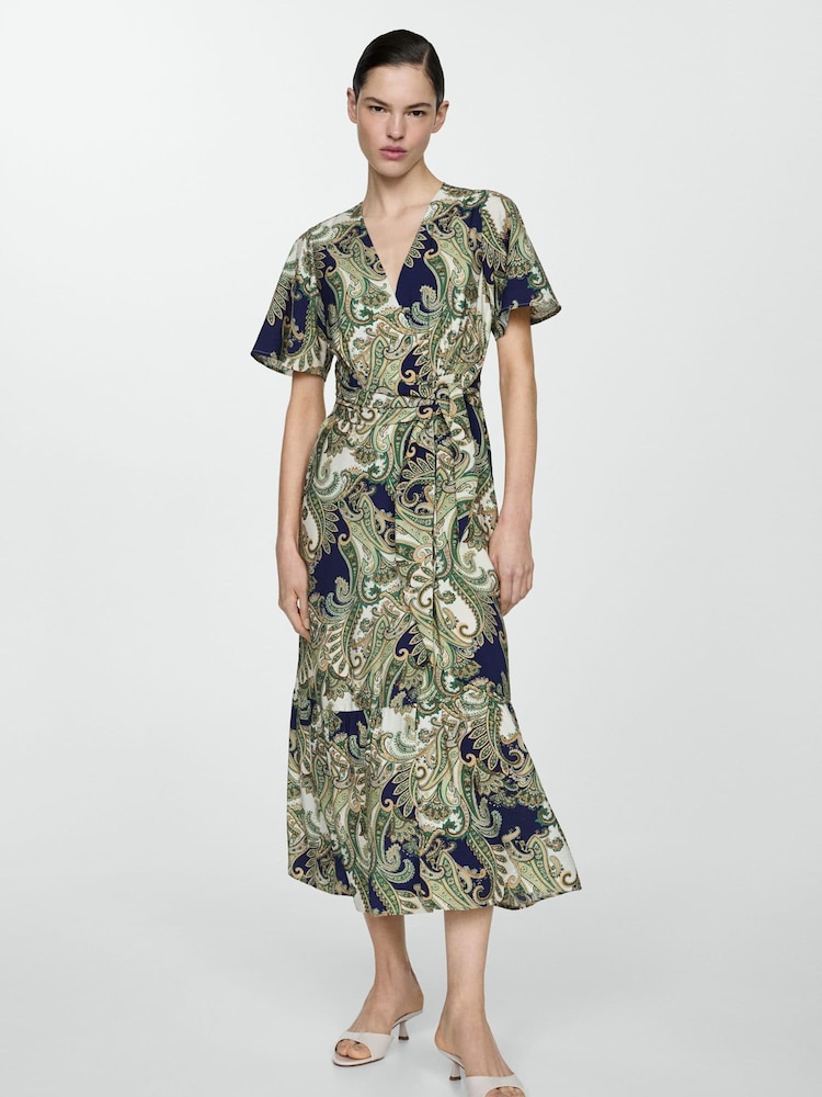 Mango Green Paisley Dress - Image 1 of 7