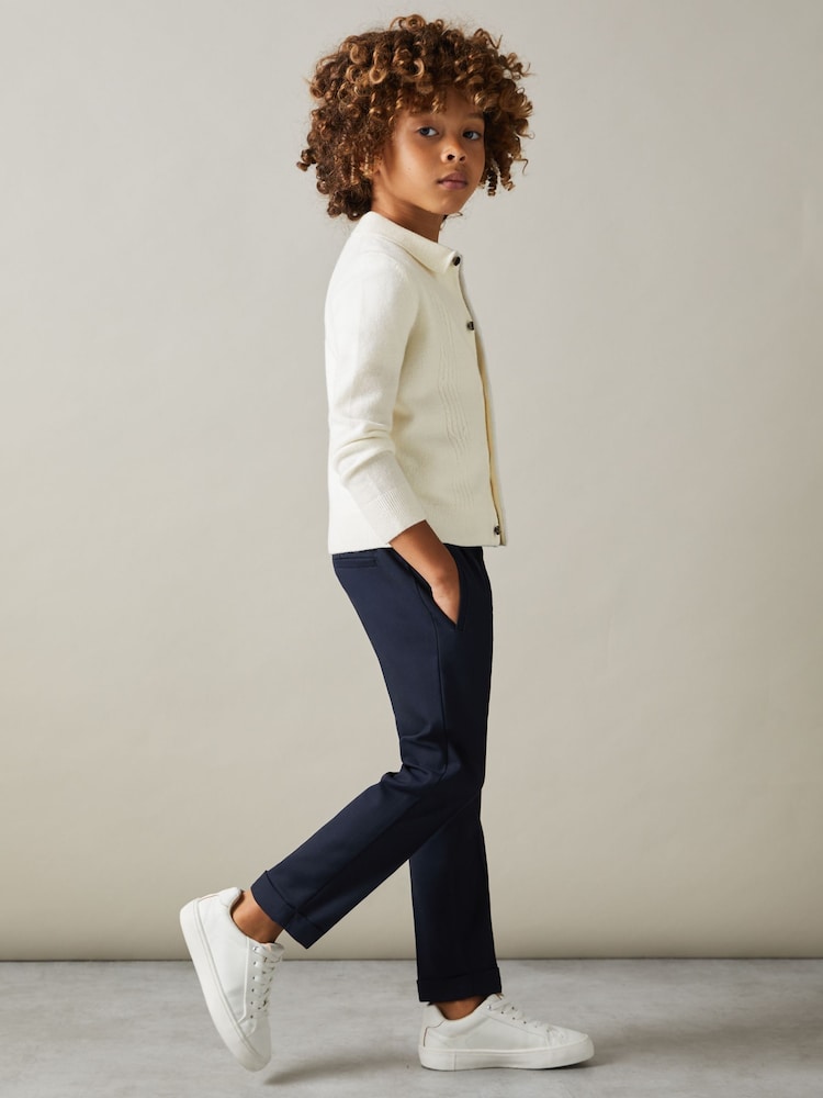 Reiss Off White Lockhurst 3-9 yrs Wool Cable Knit Cardigan - Image 1 of 4