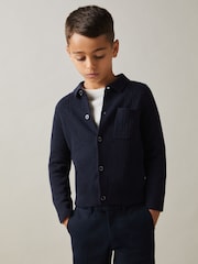 Reiss Navy Lockhurst 3-9 yrs Wool Cable Knit Cardigan - Image 1 of 4