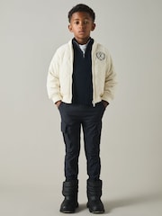 Reiss Off White/Grey Ture 9-13 yrs Embroidered Quilted Needlecord Jacket - Image 1 of 4