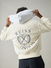 Reiss Off White/Grey Ture 9-13 yrs Embroidered Quilted Needlecord Jacket - Image 3 of 4
