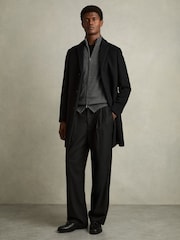 Reiss Derby Grey Melange Leeds Merino Wool Zip Through Gilet - Image 3 of 6