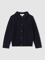 Reiss Navy Lockhurst 9-13 yrs Wool Cable Knit Cardigan - Image 2 of 4