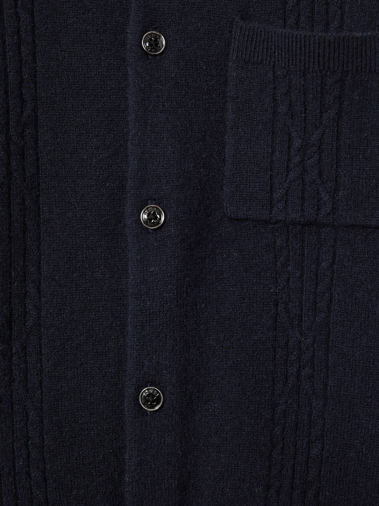 Reiss Navy Lockhurst 9-13 yrs Wool Cable Knit Cardigan - Image 4 of 4