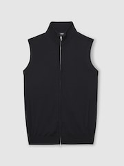 Reiss Navy Leeds Merino Wool Zip-Through Gilet - Image 2 of 6