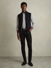 Reiss Navy Leeds Merino Wool Zip-Through Gilet - Image 3 of 6