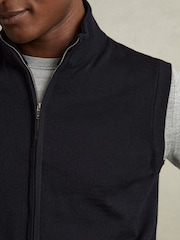Reiss Navy Leeds Merino Wool Zip-Through Gilet - Image 4 of 6