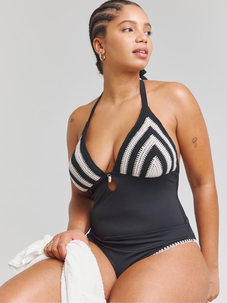 Figleaves Mystical Craft Crochet Black Swimsuit - Image 1 of 3