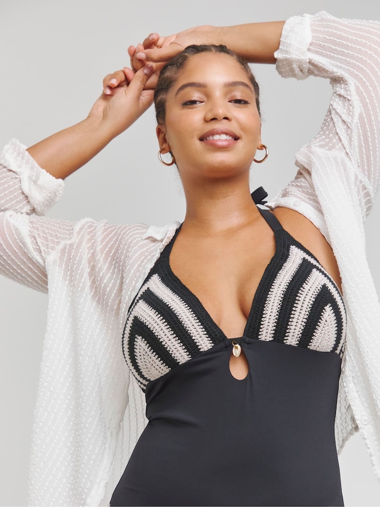 Figleaves Mystical Craft Crochet Black Swimsuit - Image 2 of 3