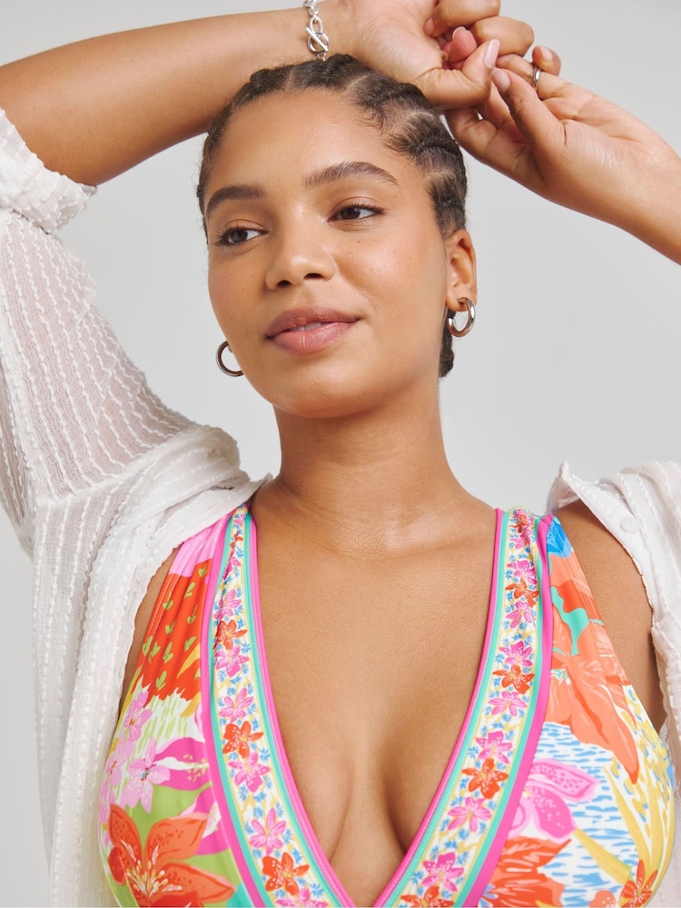 Figleaves Pink Frida Non Wired Plunge Swimsuit - Image 1 of 4