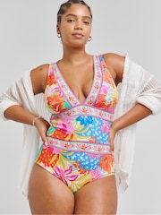 Figleaves Pink Frida Non Wired Plunge Swimsuit - Image 3 of 4
