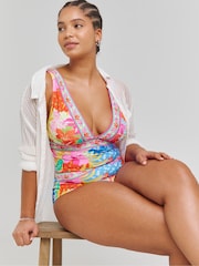 Figleaves Pink Frida Non Wired Plunge Swimsuit - Image 4 of 4