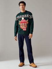 Dark Green Matching Family Mens Christmas Hamish The Highland Cow Jumper - Image 4 of 8