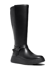 FitFlop F-Mode Folded Knot Flatform Tall Stretch Black Boots - Image 4 of 6