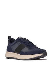 FitFlop Mens F-Mode Flow Fabric Suede Leather Trainers - Image 3 of 5