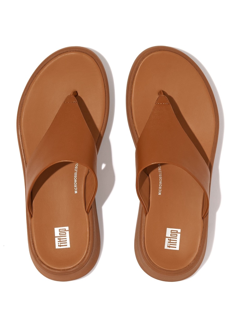 Fitflop F-Mode Leather Flatform Toe Post Sandals - Image 4 of 6