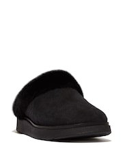 FitFlop Gen-FF Shearling Collar Suede Black Slippers - Image 3 of 4