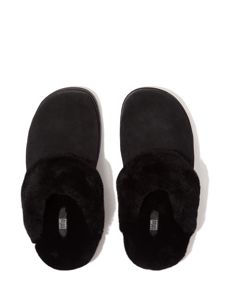 FitFlop Gen-FF Shearling Collar Suede Black Slippers - Image 4 of 4