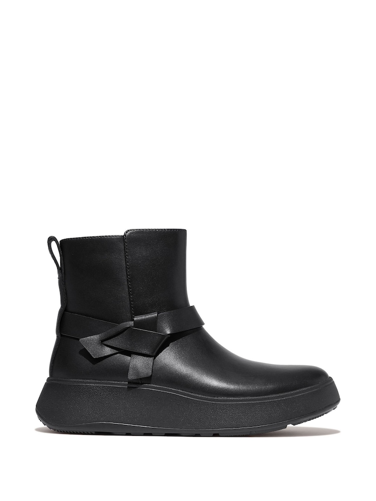 FitFlop F-Mode Folded Knot Leather Flatform Chelsea Black Boots - Image 1 of 4