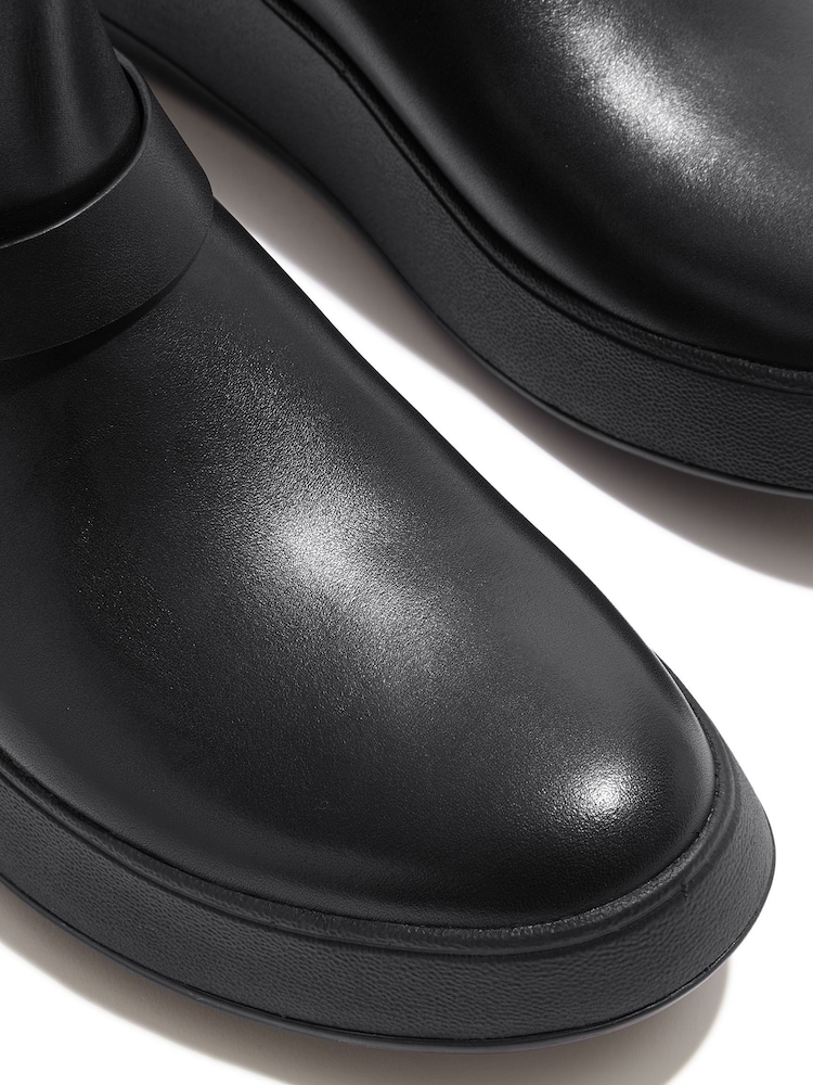 FitFlop F-Mode Folded Knot Leather Flatform Chelsea Black Boots - Image 4 of 4