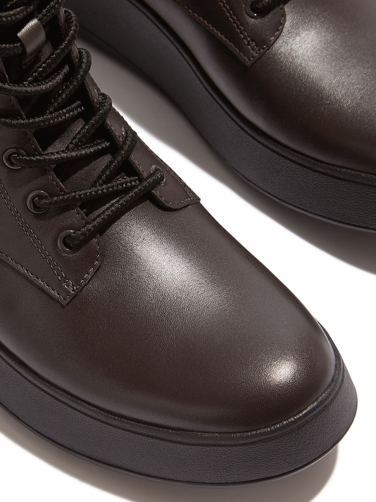 Fitflop F-Mode Leather Lace Up Flatform Ankle Boots - Image 3 of 4