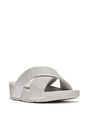 FitFlop Silver Lulu Glitterdust Cross Slides - Image 3 of 5