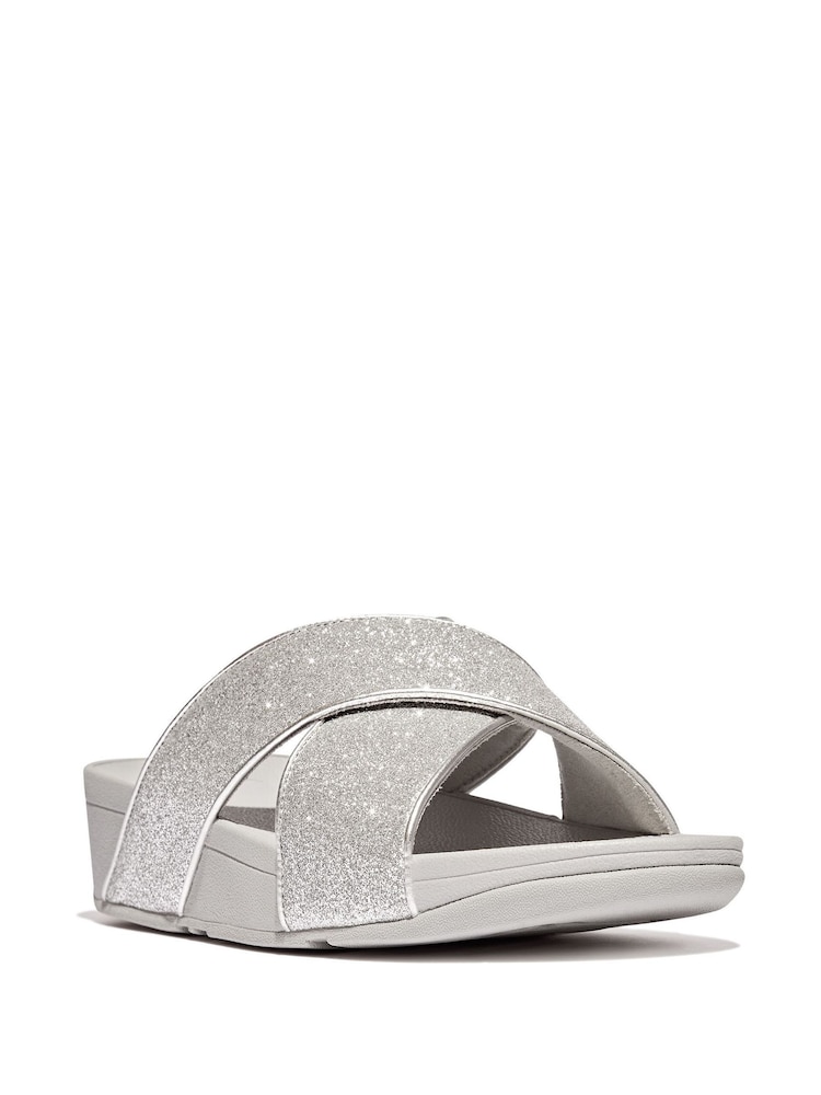 FitFlop Silver Lulu Glitterdust Cross Slides - Image 3 of 5