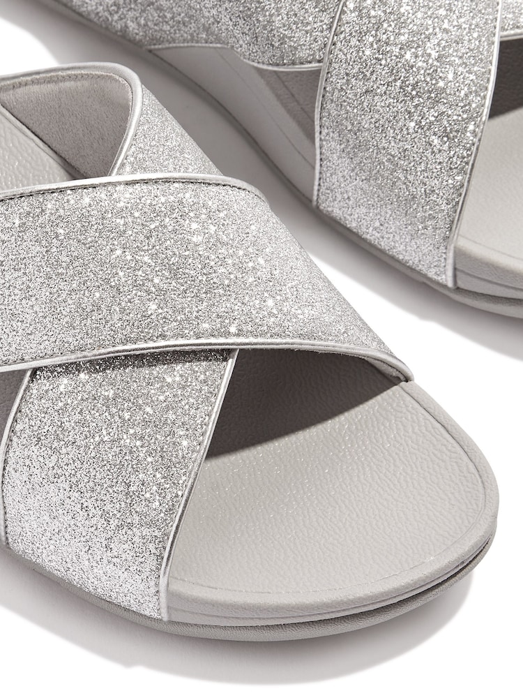 FitFlop Silver Lulu Glitterdust Cross Slides - Image 5 of 5