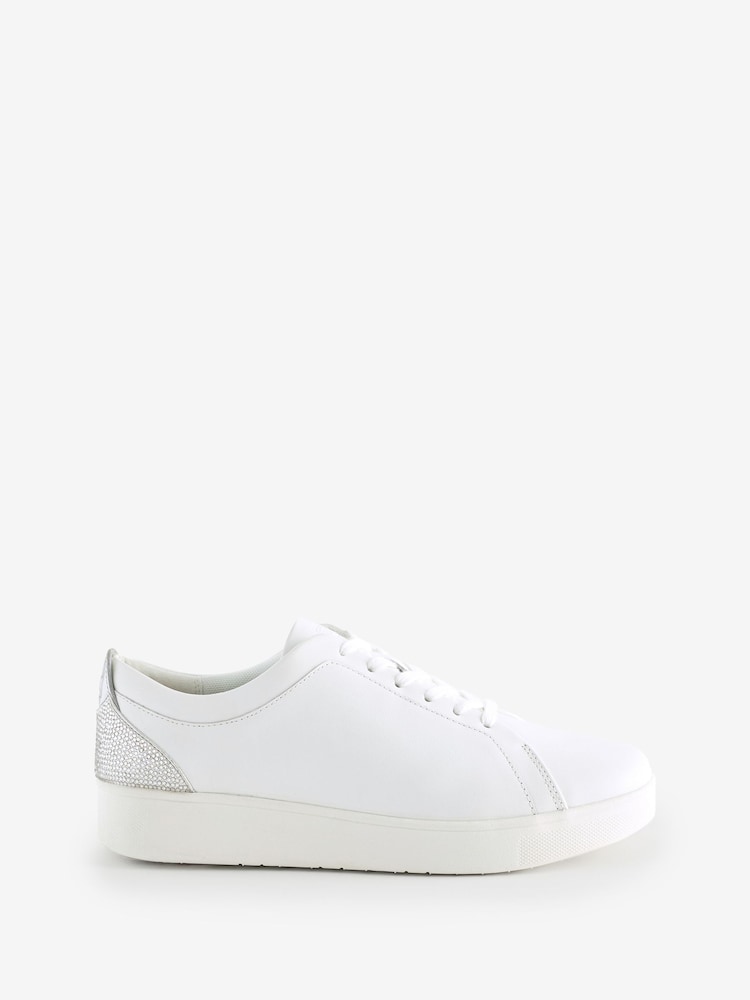 Белый - FitFlop Rally Crystal Backtab Leather Sneakers - Image 2 of 6