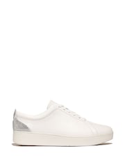 Белый - FitFlop Rally Crystal Backtab Leather Sneakers - Image 3 of 6