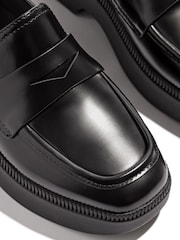 FitFlop F-Luma  Box Leather Demi Wedge Penny Black Loafers - Image 5 of 5