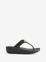 FitFlop Lulu Chunky Snaffle Leather Toe Post Black Sandals - Image 2 of 5