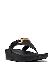 FitFlop Lulu Chunky Snaffle Leather Toe Post Black Sandals - Image 3 of 5