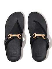 FitFlop Lulu Chunky Snaffle Leather Toe Post Black Sandals - Image 4 of 5
