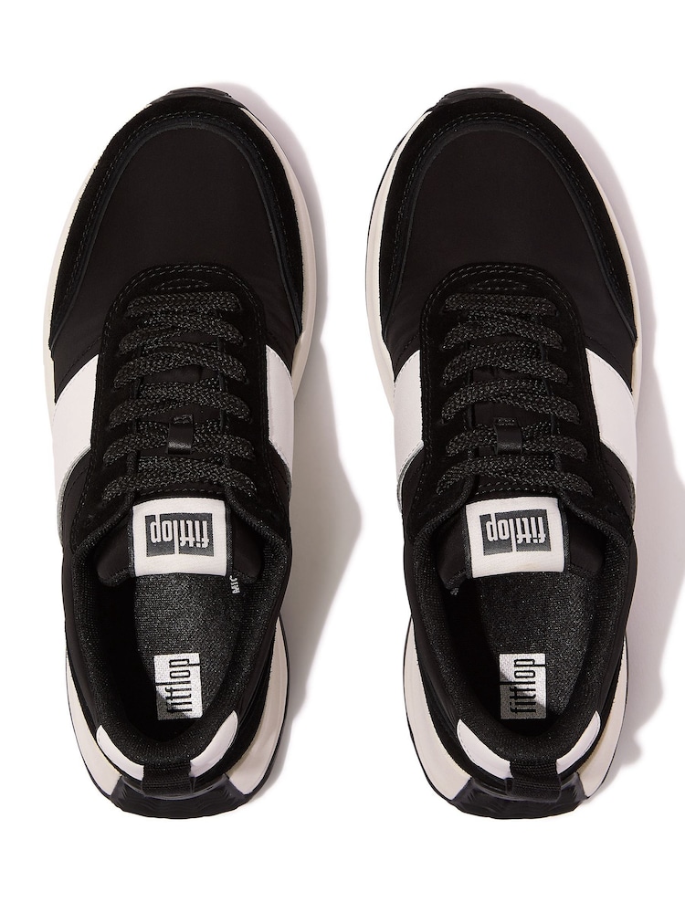 Negru - Fitflop F-Mode Flow Fabric Suede Leather Trainers - Image 4 of 5