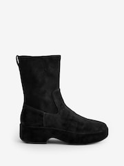 FitFlop F-Luma Stretch Suede Demi Wedge Mid Calf Black Boots - Image 1 of 6