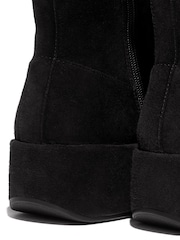 FitFlop F-Luma Stretch Suede Demi Wedge Mid Calf Black Boots - Image 5 of 6