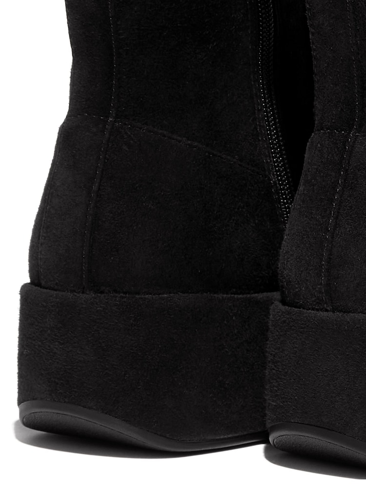 FitFlop F-Luma Stretch Suede Demi Wedge Mid Calf Black Boots - Image 5 of 6
