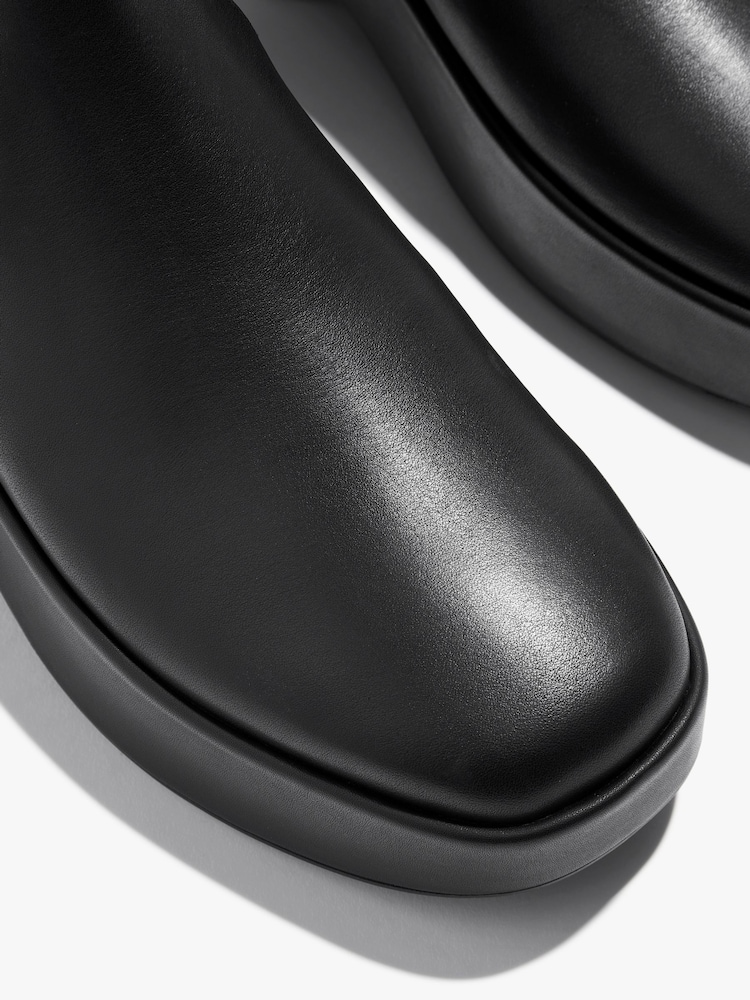 FitFlop F-Luma Chunky-Snaffle Box-Leather D/Wedge Black Loafers - Image 4 of 4