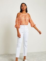 Pure Collection 100% Linen Blend Wide Leg White Trousers - Image 1 of 4