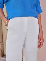 Pure Collection 100% Linen Blend Wide Leg White Trousers - Image 3 of 4