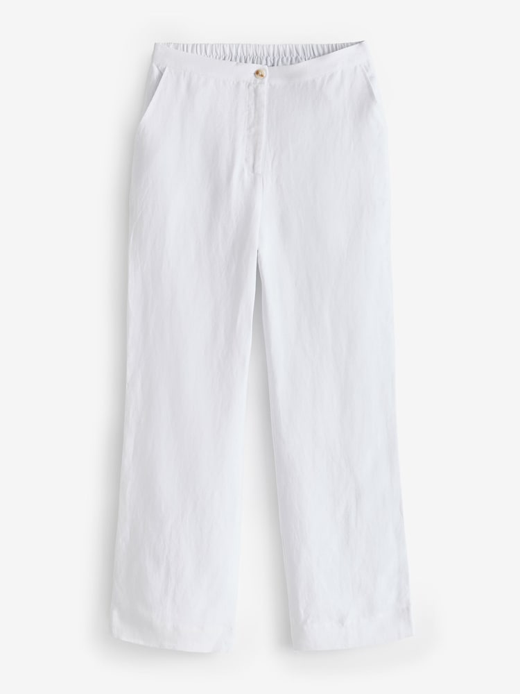Pure Collection 100% Linen Blend Wide Leg White Trousers - Image 4 of 4