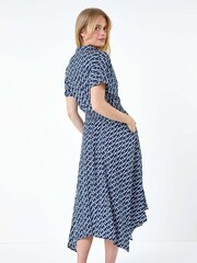Roman Blue Hanky Hem Printed Pocket Shirt Dress - Image 3 of 5