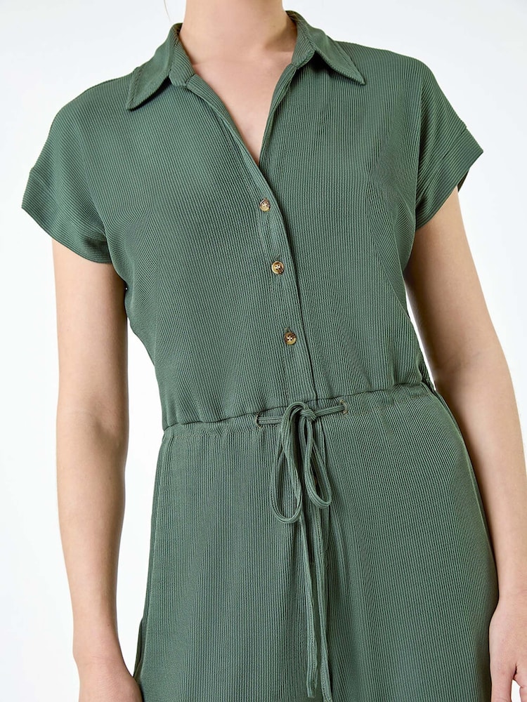 Roman Green Plain Ribbed Stretch Jersey Jumpsuit - Image 5 of 5