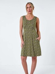 Roman Green Petite Heart Print Stretch Dress - Image 2 of 5