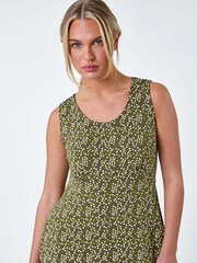 Roman Green Petite Heart Print Stretch Dress - Image 4 of 5