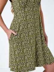 Roman Green Petite Heart Print Stretch Dress - Image 5 of 5